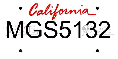 MGS5132 California License Plate