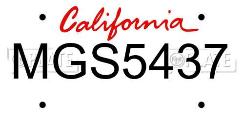 MGS5437 California License Plate