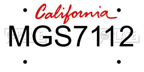 MGS7112 California License Plate