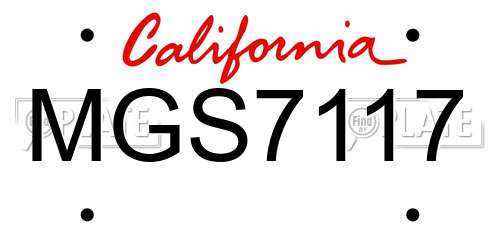 MGS7117 California License Plate