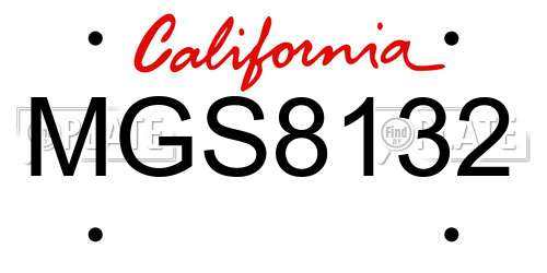 MGS8132 California License Plate