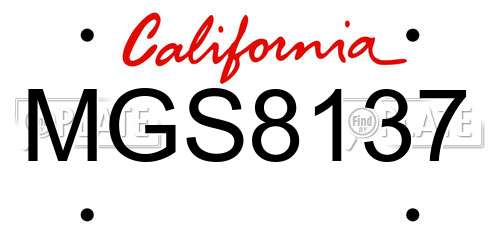 MGS8137 California License Plate