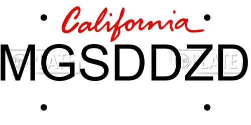 MGSDDZD California License Plate