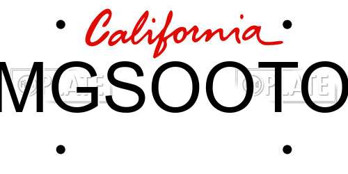 MGSOOTO California License Plate