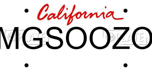 MGSOOZO California License Plate