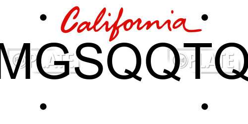 MGSQQTQ California License Plate