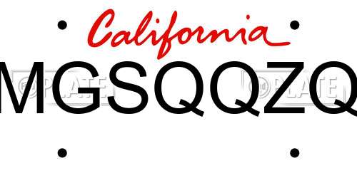 MGSQQZQ California License Plate