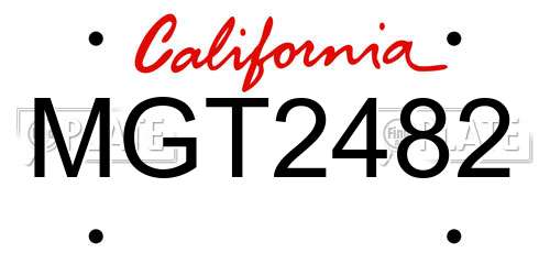 MGT2482 California License Plate