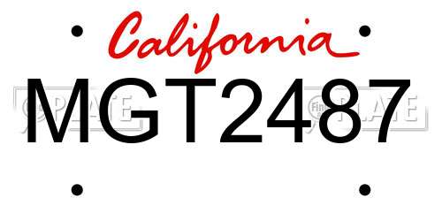 MGT2487 California License Plate