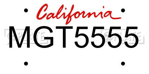 MGT5555 California License Plate