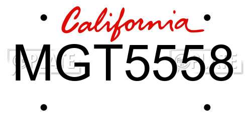 MGT5558 California License Plate