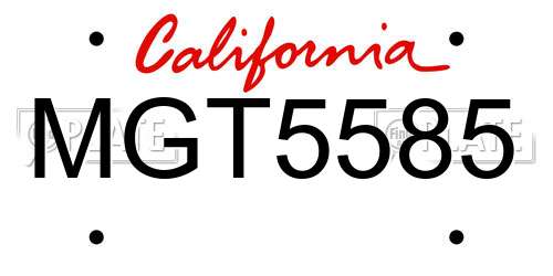 MGT5585 California License Plate