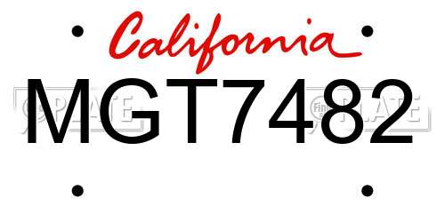 MGT7482 California License Plate