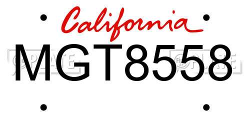 MGT8558 California License Plate