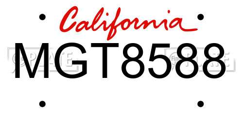 MGT8588 California License Plate