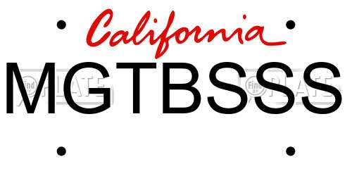 MGTBSSS California License Plate
