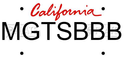 MGTSBBB California License Plate