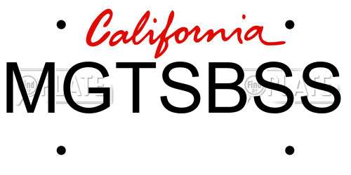 MGTSBSS California License Plate