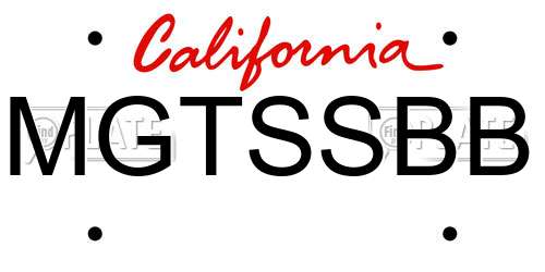 MGTSSBB California License Plate