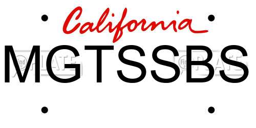 MGTSSBS California License Plate