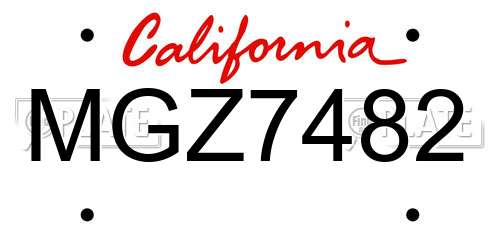 MGZ7482 California License Plate