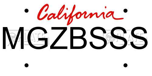 MGZBSSS California License Plate