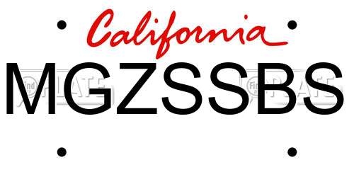 MGZSSBS California License Plate