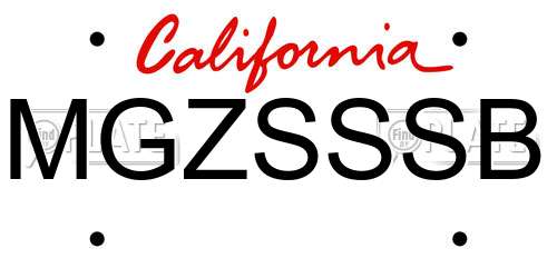 MGZSSSB California License Plate