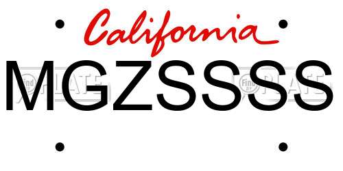 MGZSSSS California License Plate