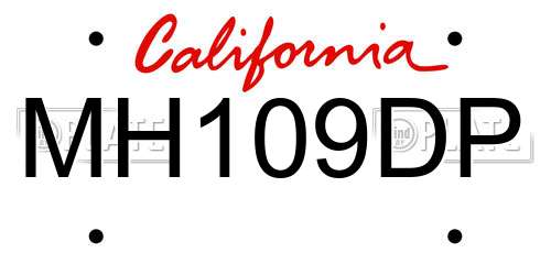 MH109DP California License Plate