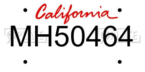 MH50464 California License Plate