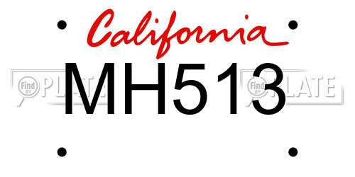 MH513 California License Plate