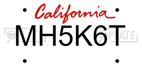 MH5K6T California License Plate