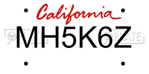 MH5K6Z California License Plate