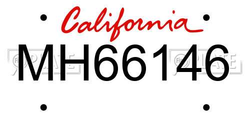 MH66146 California License Plate