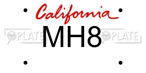 MH8 California License Plate
