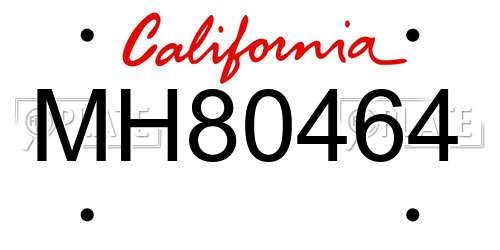 MH80464 California License Plate