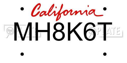 MH8K6T California License Plate