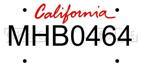 MHB0464 California License Plate