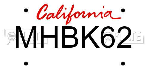 MHBK62 California License Plate