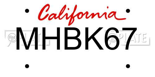 MHBK67 California License Plate