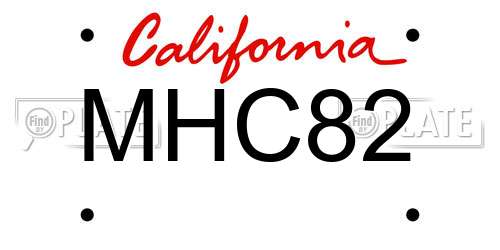 MHC82 California License Plate