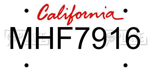MHF7916 California License Plate