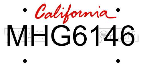 MHG6146 California License Plate