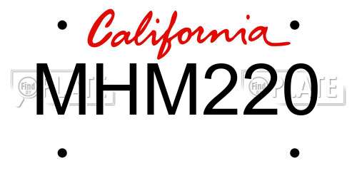 MHM220 California License Plate