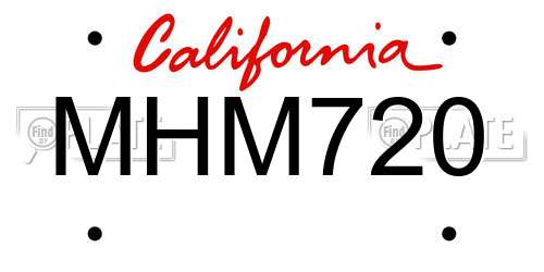 MHM720 California License Plate
