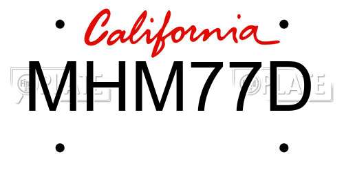 MHM77D California License Plate