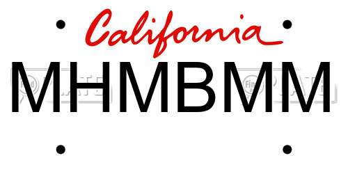 MHMBMM California License Plate