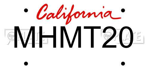 MHMT20 California License Plate