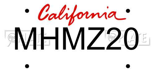 MHMZ20 California License Plate